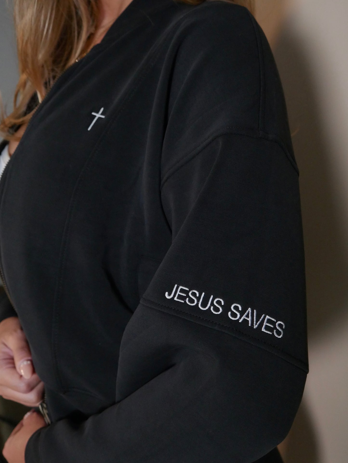 Jesus Saves - Bomber Zip Top