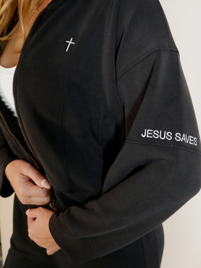 Jesus Saves - Bomber Zip Top